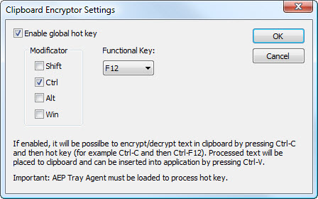 global hot key for text encryption